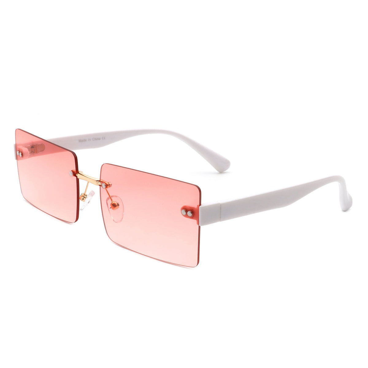 Jadesoul - Rectangle Retro Rimless Tinted Fashion Vintage Square Sunglasses - Charming Charlie