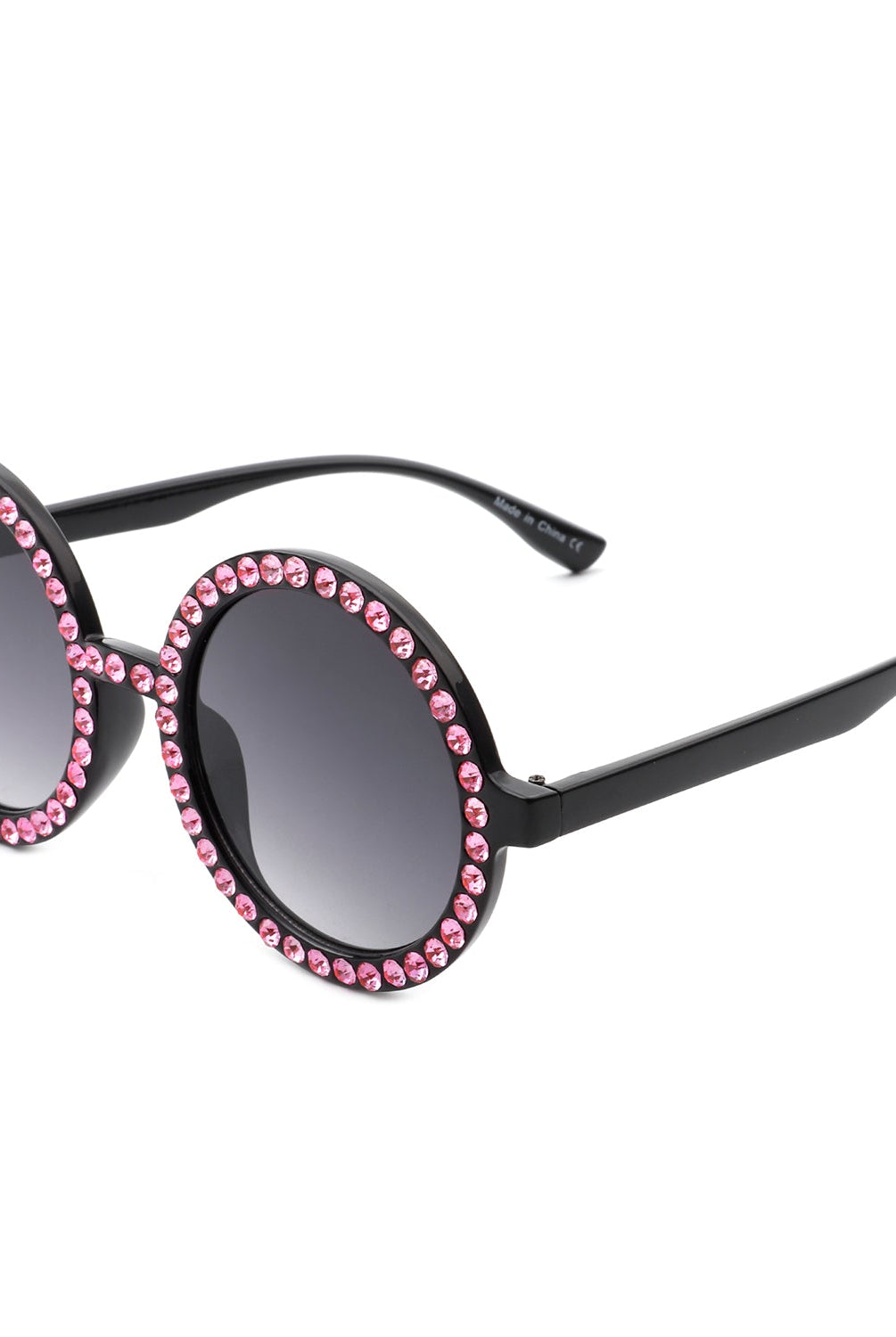 Dreamwey - Round Fashion Rhinestone Circle Oversize Women Sunglasses - Charming Charlie