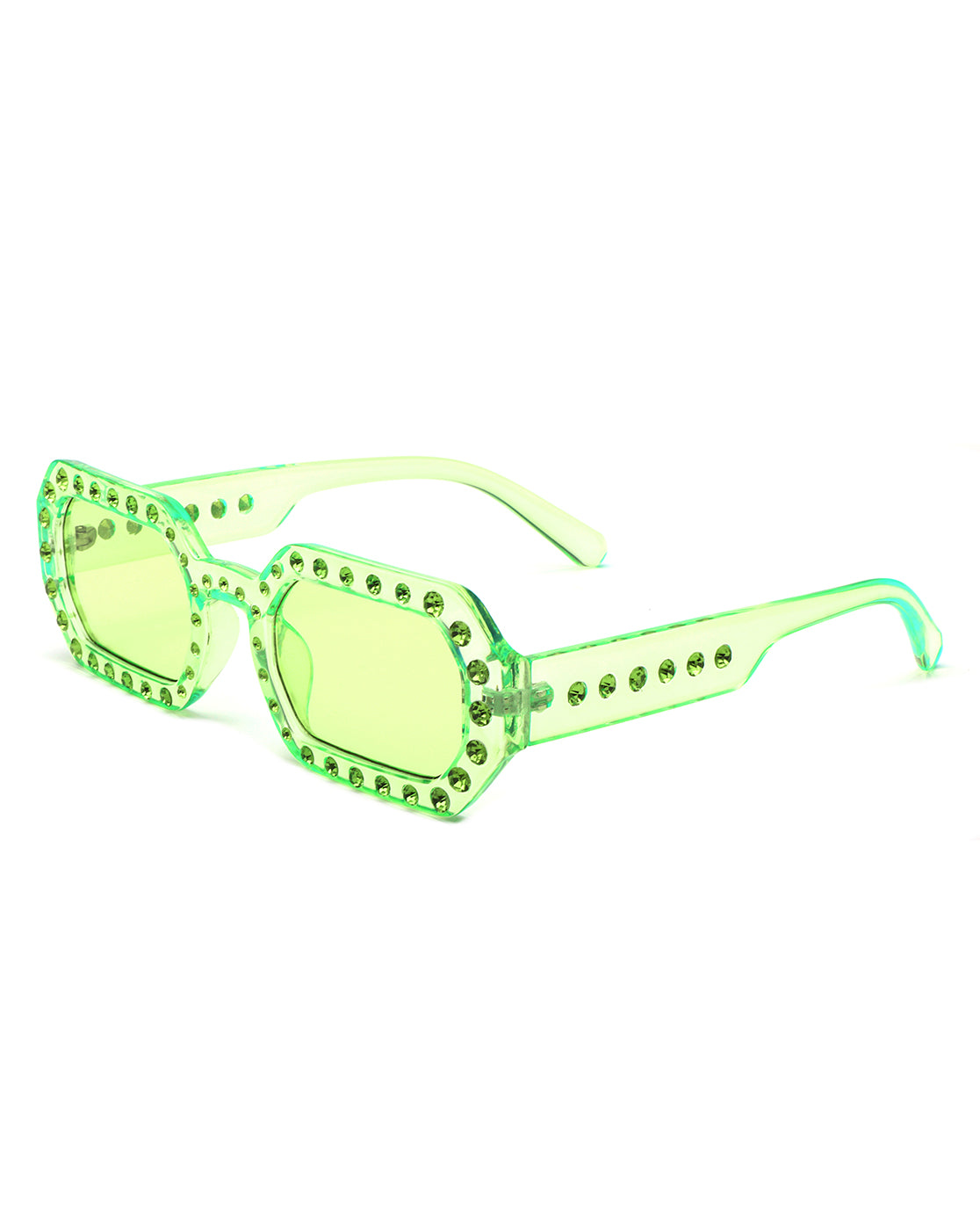 Whisp - Square Retro Rhinestone Tinted Geometric Fashion Sunglasses - Charming Charlie