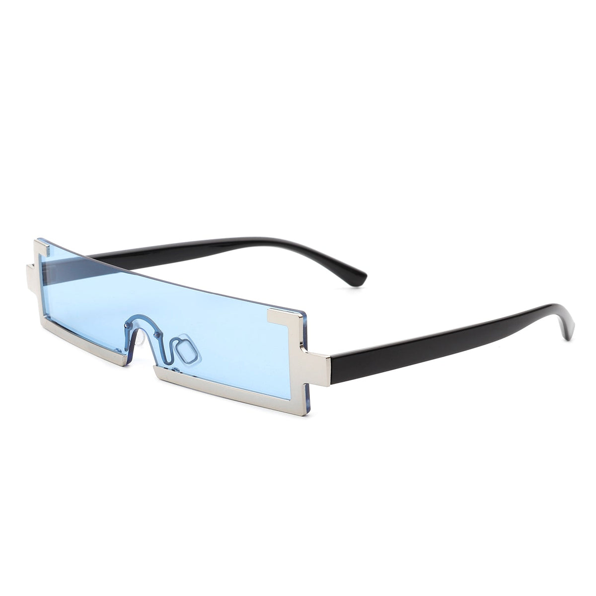 Celestra - Retro Rectangular Narrow Semi Rimless Vintage Slim Fashion Sunglasses - Charming Charlie