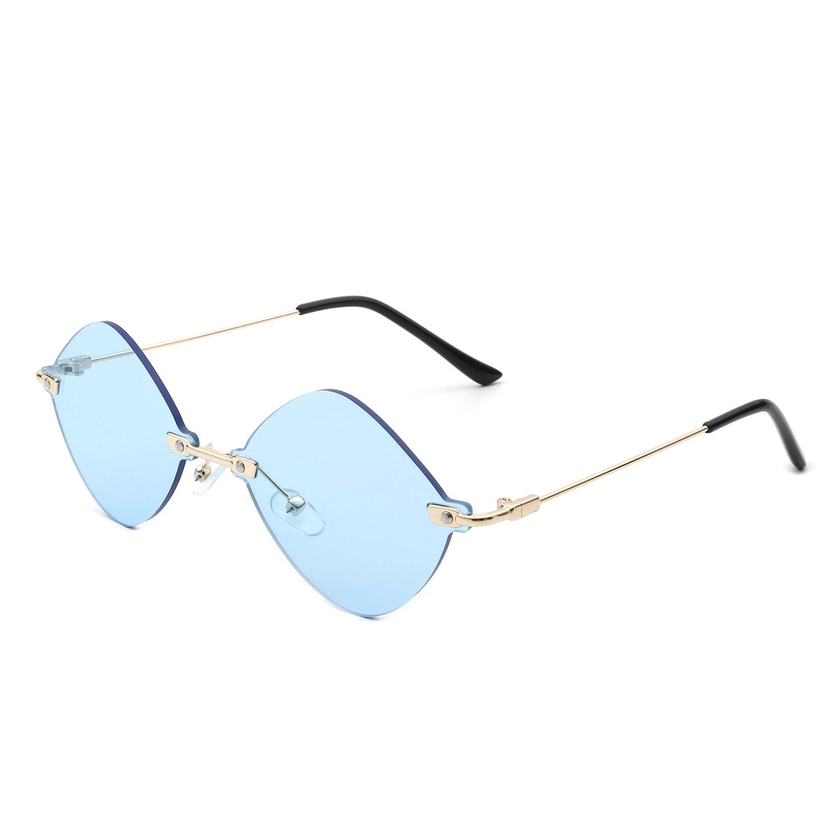 Bluewave - Rimless Retro Round Geometric Frameless Tinted Fashion Sunglasses - Charming Charlie