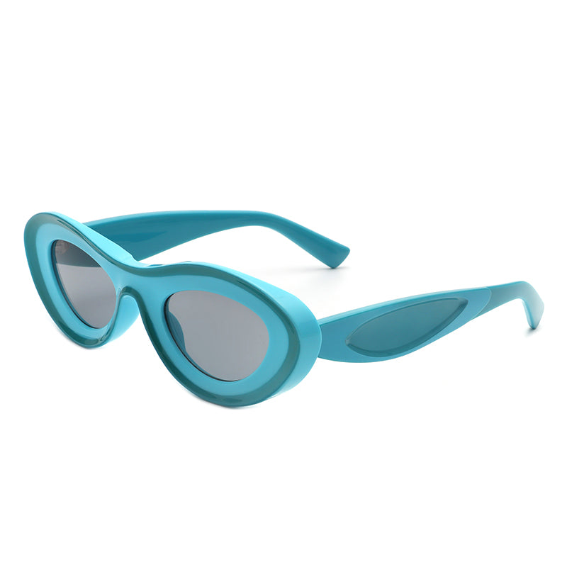 Alba - Oval Retro Round Tinted Fashion Cat Eye Sunglasses - Charming Charlie