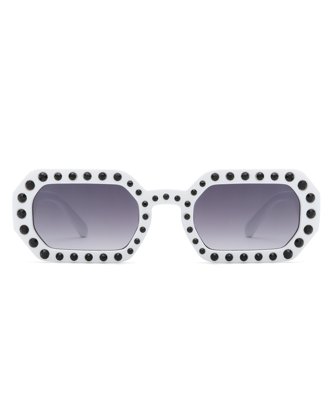 Whisp - Square Retro Rhinestone Tinted Geometric Fashion Sunglasses - Charming Charlie
