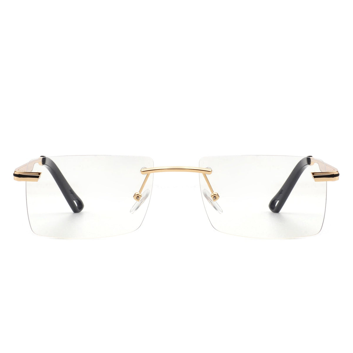 Vibrante - Rectangle Rimless Retro Tinted Fashion Flat top Sunglasses - Charming Charlie