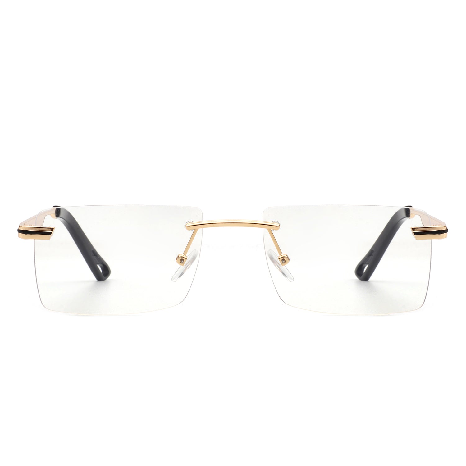 Vibrante - Rectangle Rimless Retro Tinted Fashion Flat top Sunglasses - Charming Charlie