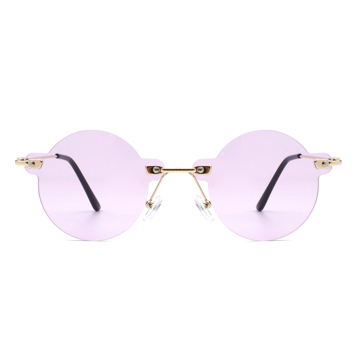 Crescent - Circle Retro Round Rimless Fashion Tinted Vintage Sunglasses - Charming Charlie
