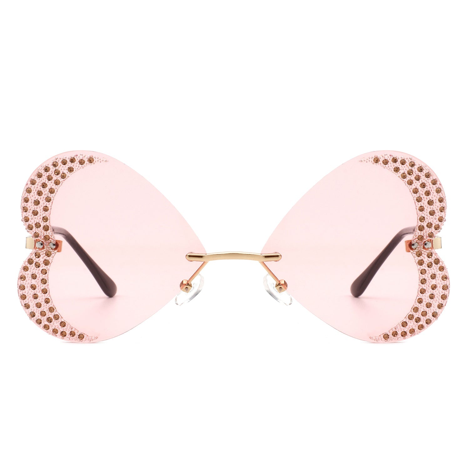 Quixotia - Rimless Butterfly Heart Shape Tinted Fashion Women Sunglasses - Charming Charlie