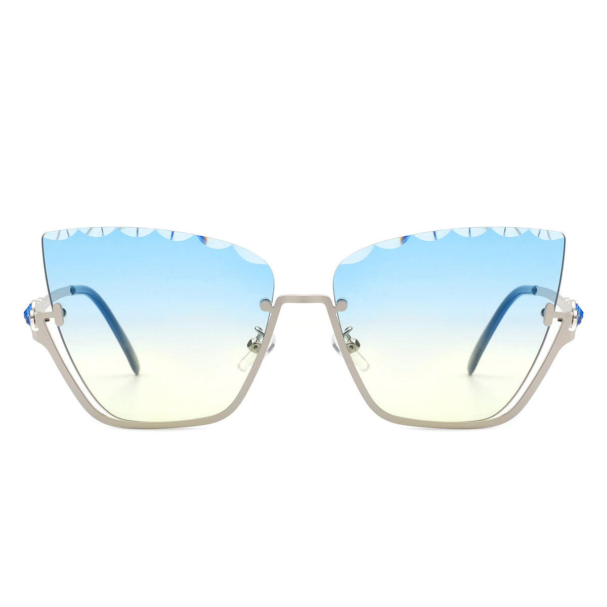 Starfire - Half Frame Square Irregular Tinted Fashion Cat Eye Sunglasses - Charming Charlie