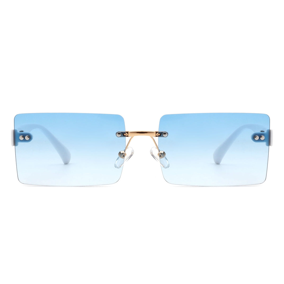 Jadesoul - Rectangle Retro Rimless Tinted Fashion Vintage Square Sunglasses - Charming Charlie