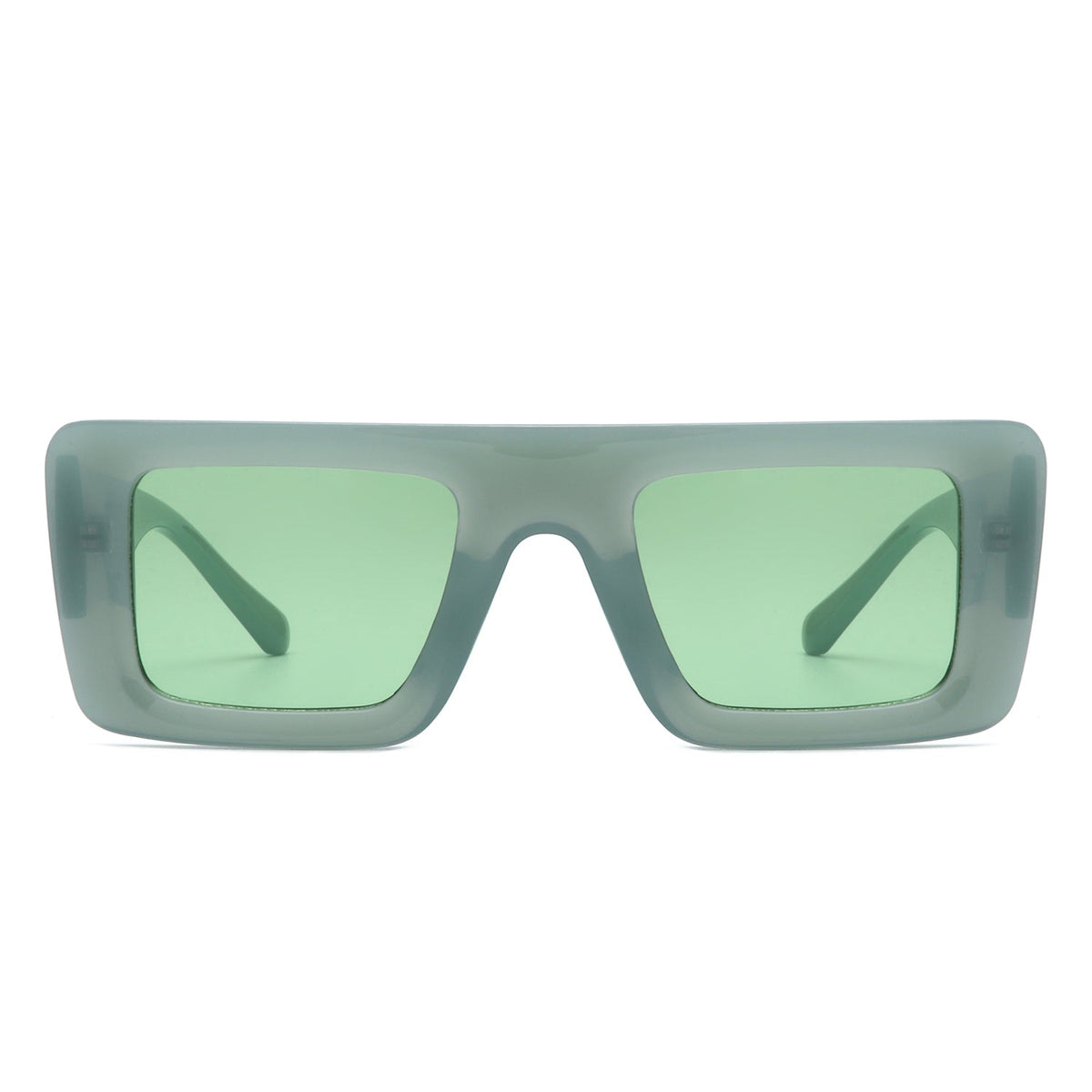 Lumos - Square Retro Two-Tone Thick Frame Flat-Top Sunglasses - Charming Charlie
