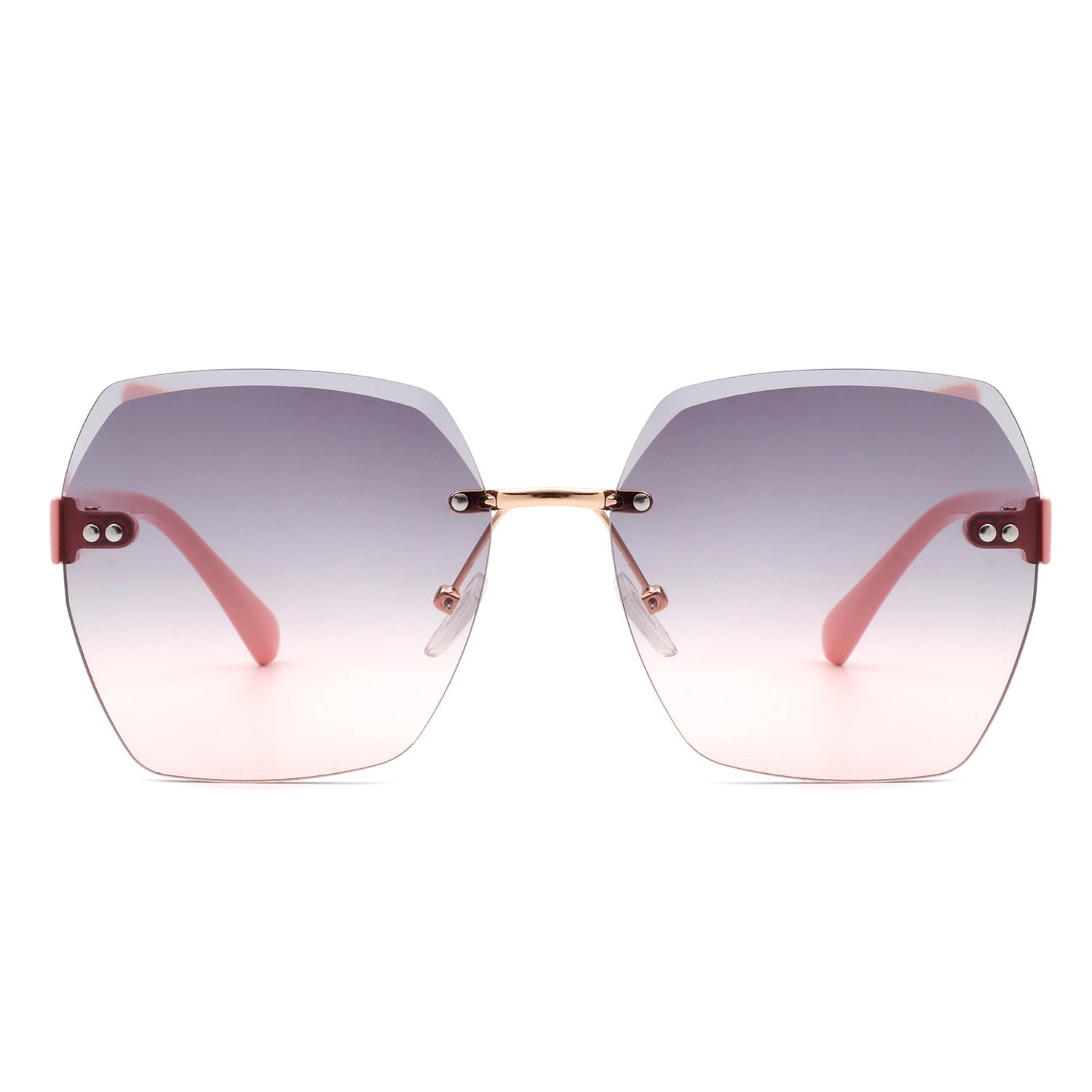 Evernova - Oversize Square Geometric Rimless Tinted Fashion Sunglasses - Charming Charlie