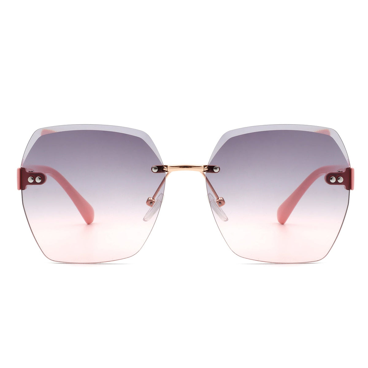 Evernova - Oversize Square Geometric Rimless Tinted Fashion Sunglasses - Charming Charlie
