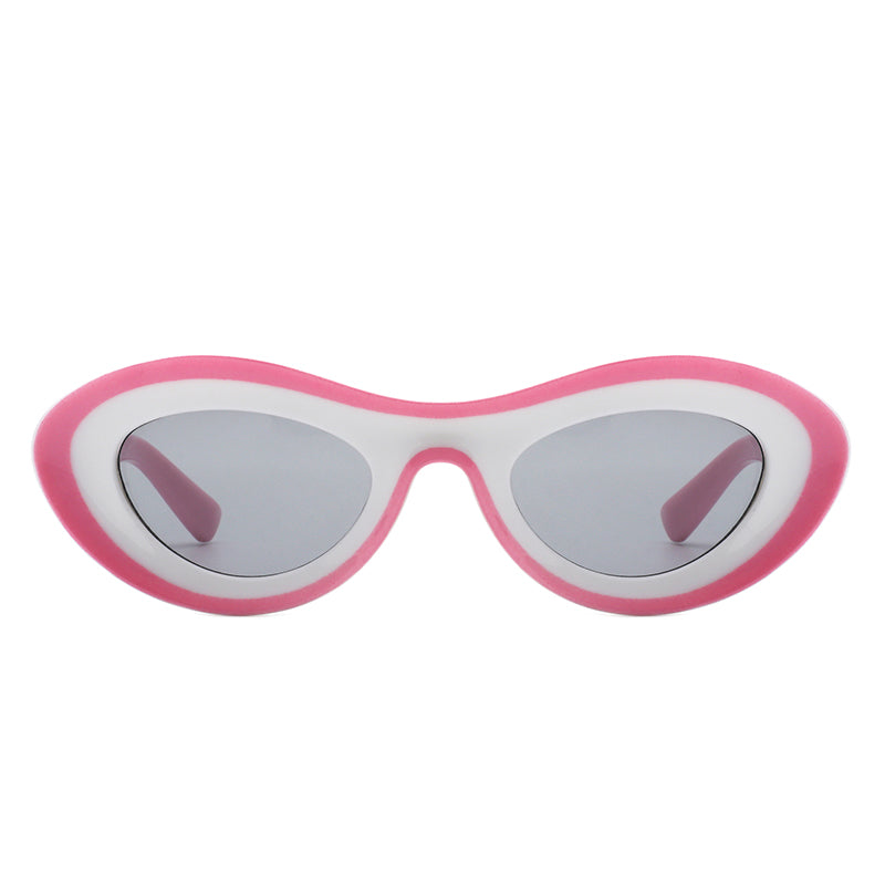 Alba - Oval Retro Round Tinted Fashion Cat Eye Sunglasses - Charming Charlie