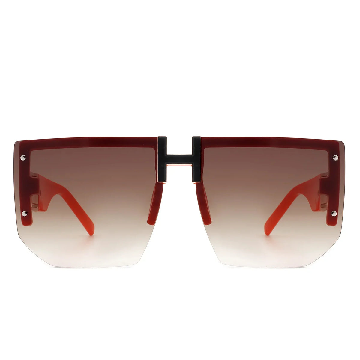 Kaelor - Square Oversized Flat Top Gradient Half Frame Sunglasses - Charming Charlie