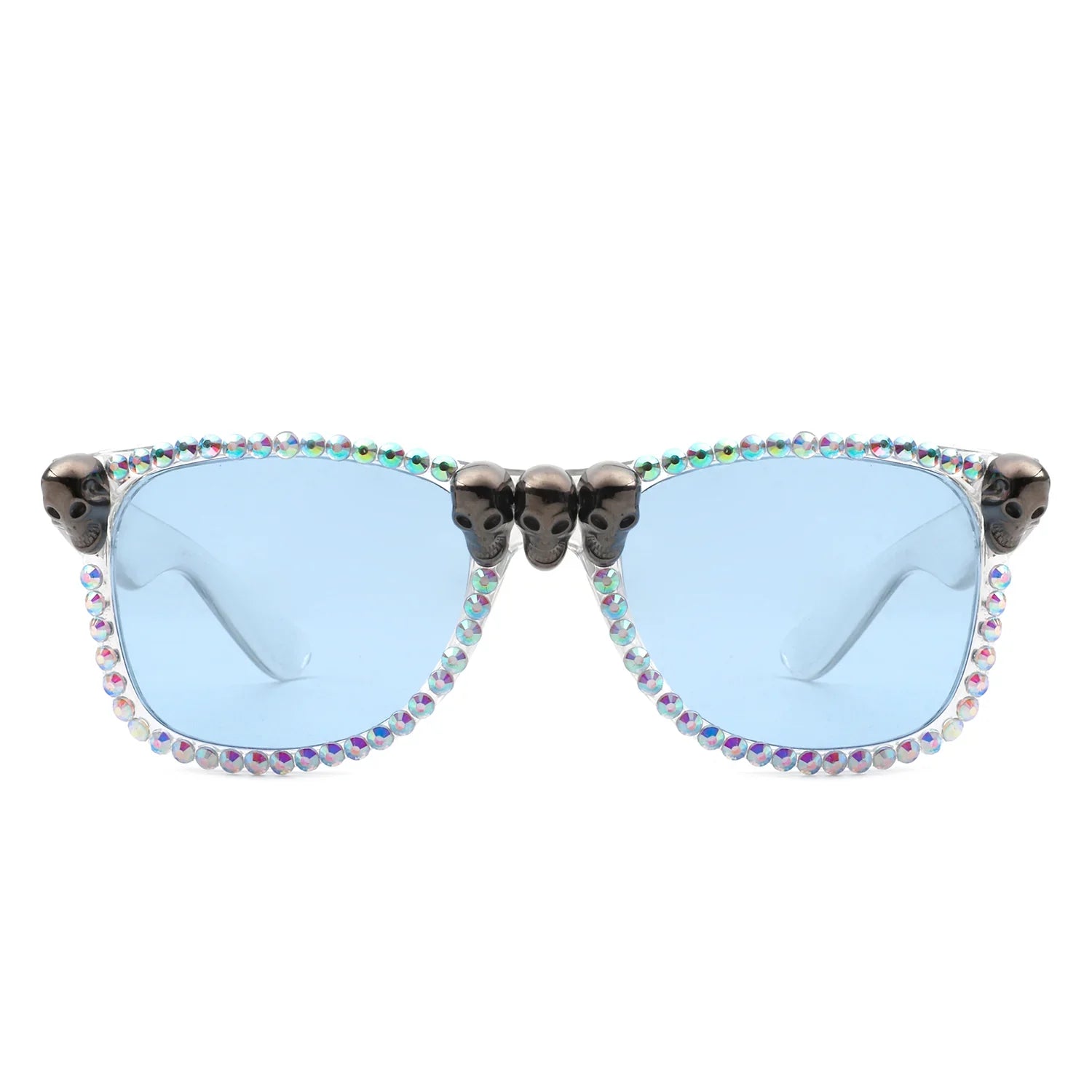 Myralis - Classic Horn Rim Rhinestone Gothic Skull Square Sunglasses - Charming Charlie
