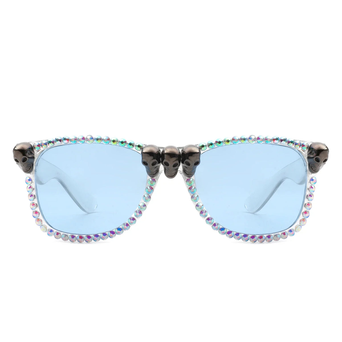 Myralis - Classic Horn Rim Rhinestone Gothic Skull Square Sunglasses - Charming Charlie