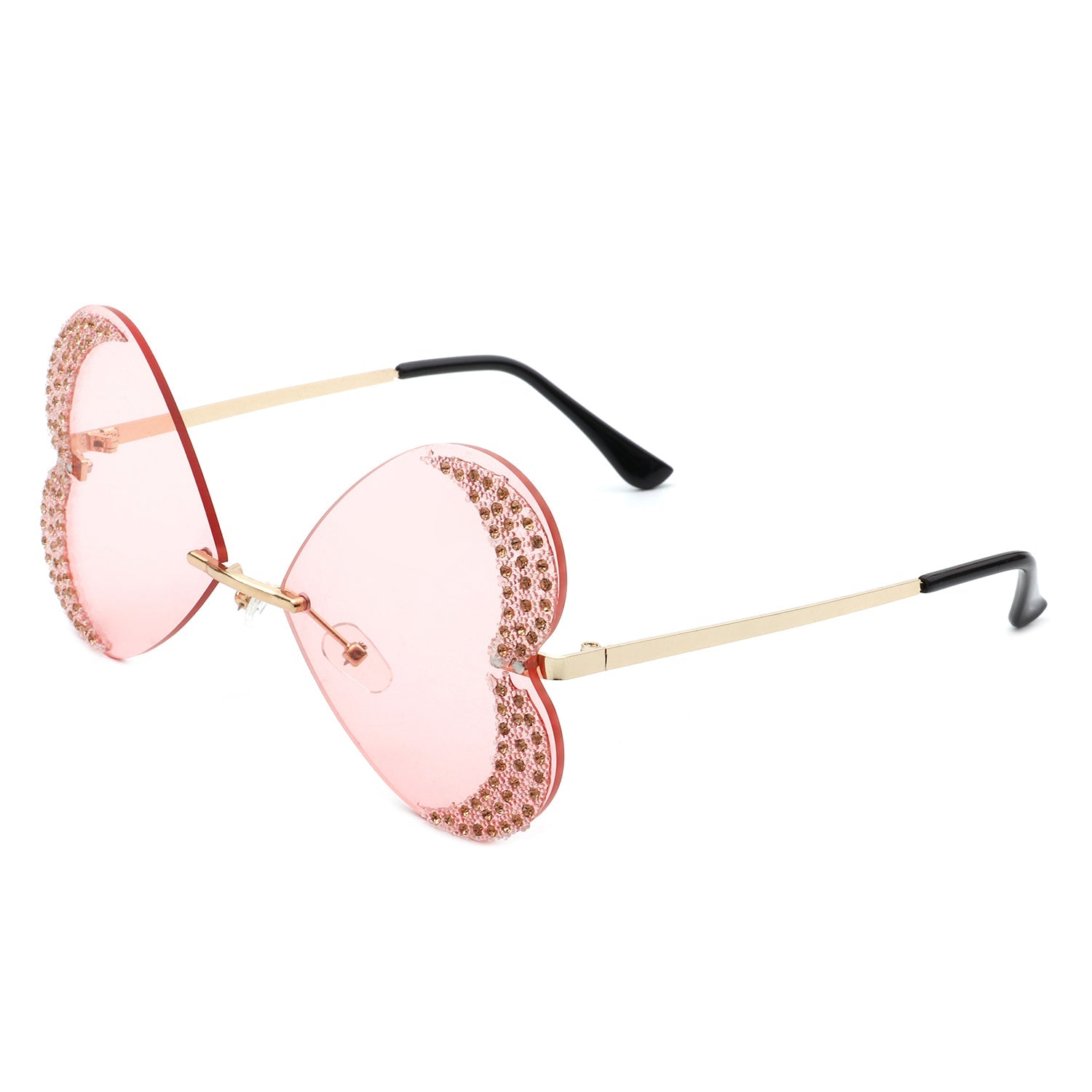 Quixotia - Rimless Butterfly Heart Shape Tinted Fashion Women Sunglasses - Charming Charlie