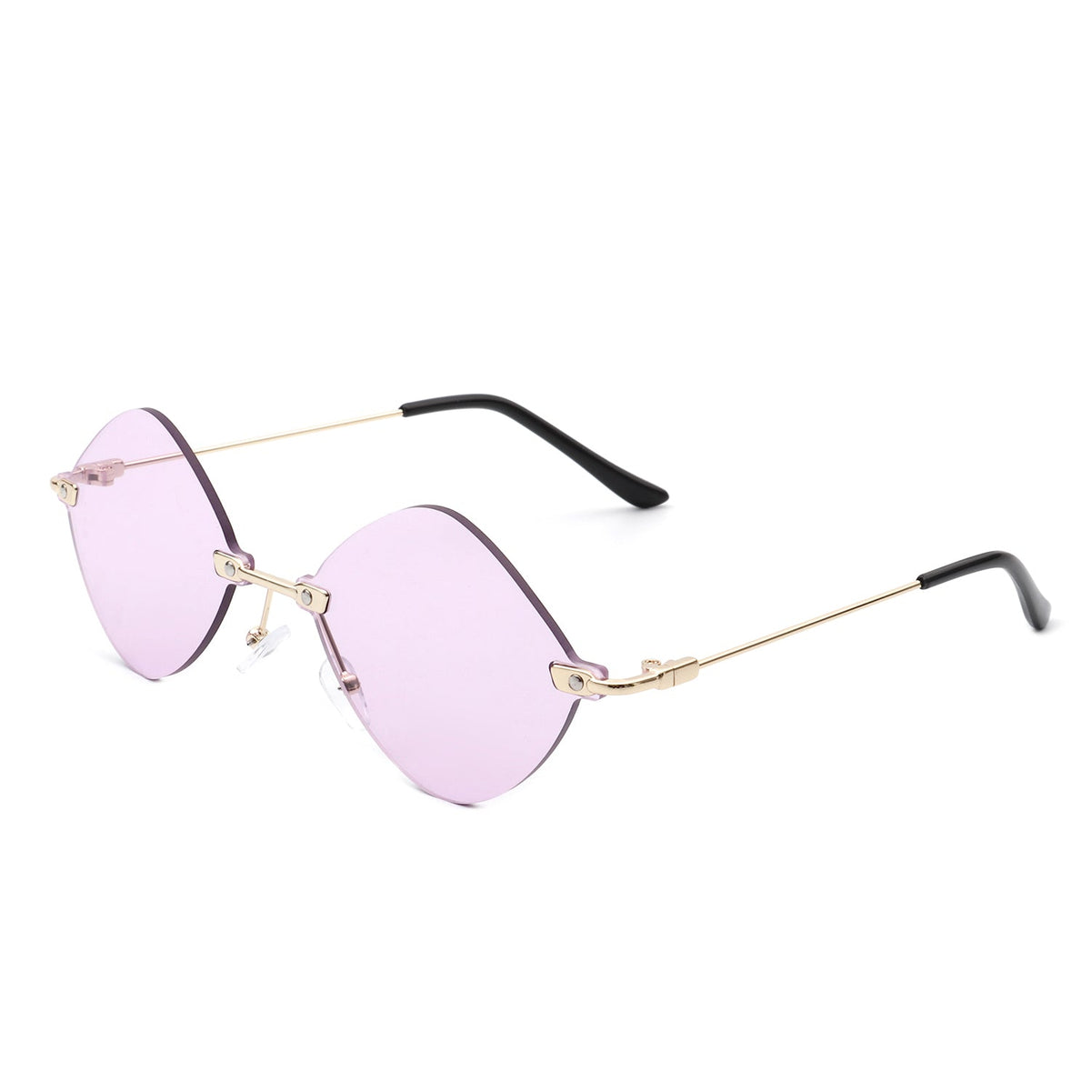 Bluewave - Rimless Retro Round Geometric Frameless Tinted Fashion Sunglasses - Charming Charlie
