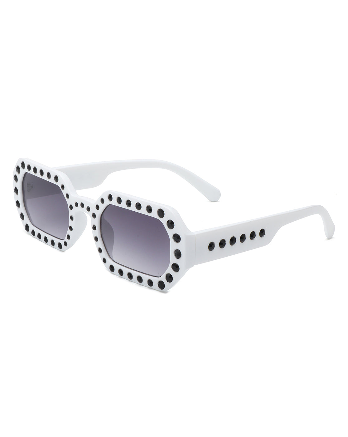 Whisp - Square Retro Rhinestone Tinted Geometric Fashion Sunglasses - Charming Charlie