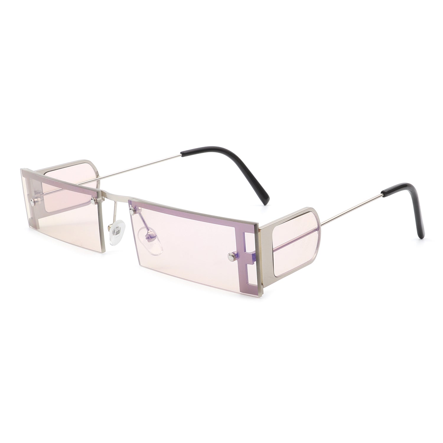 Loro - Rectangle Retro Narrow Slim Flat Top Tinted Sunglasses - Charming Charlie