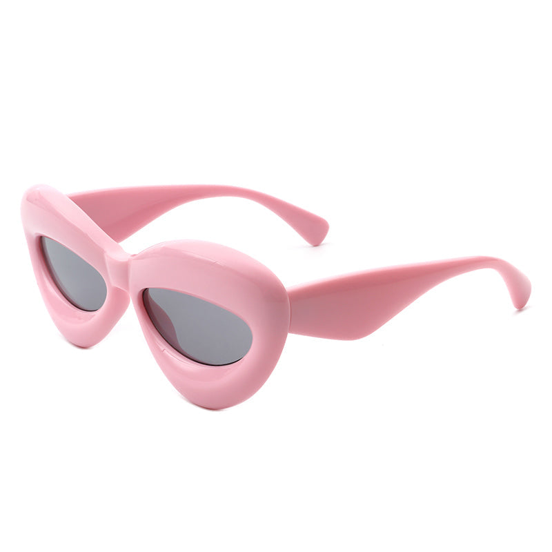 Vexa - Fashion Trendy Cat-eye Thick Frame Sexy Lip Sunglasses - Charming Charlie