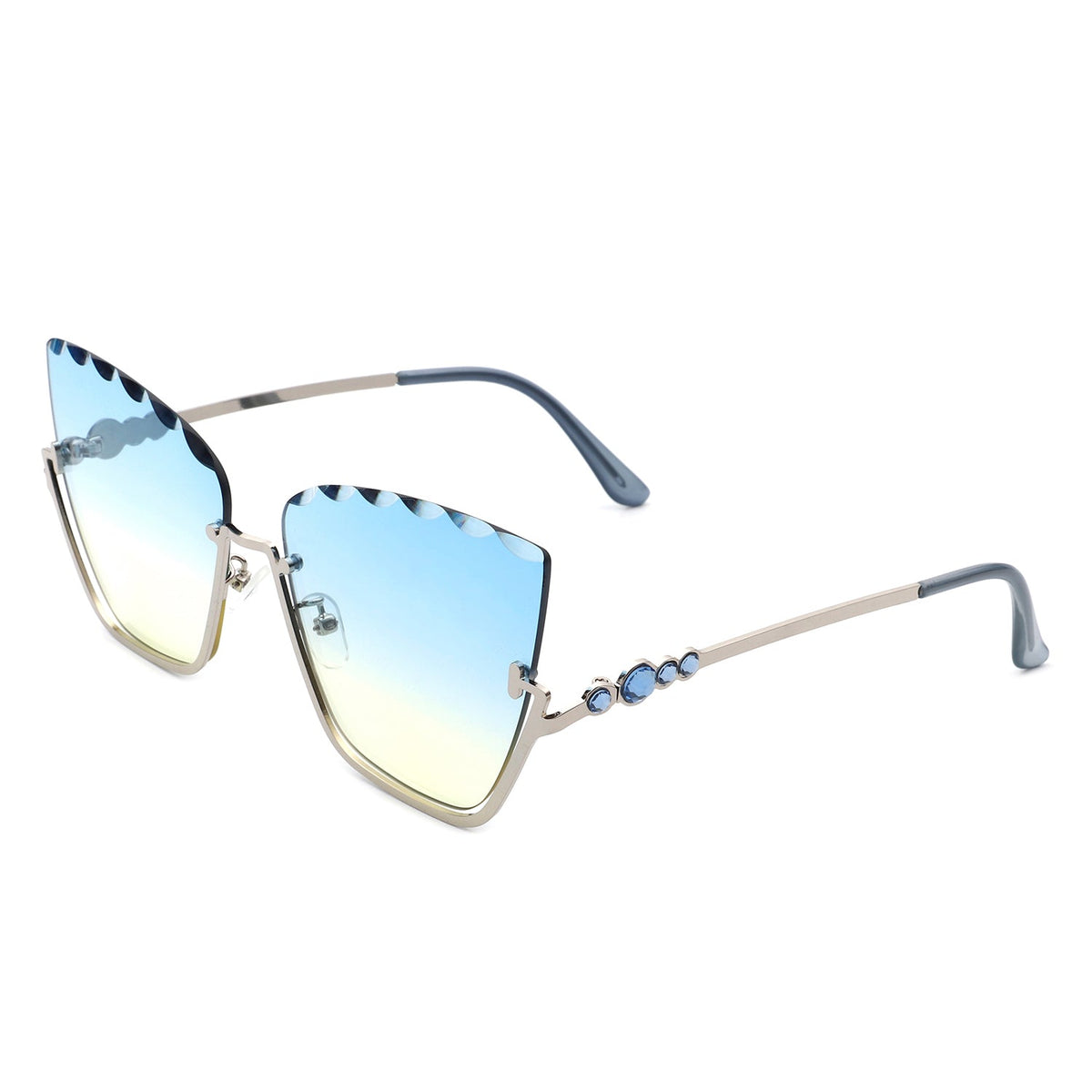 Starfire - Half Frame Square Irregular Tinted Fashion Cat Eye Sunglasses - Charming Charlie