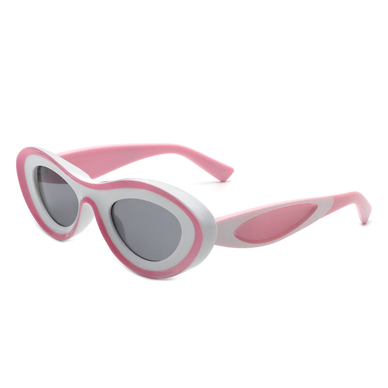 Alba - Oval Retro Round Tinted Fashion Cat Eye Sunglasses - Charming Charlie