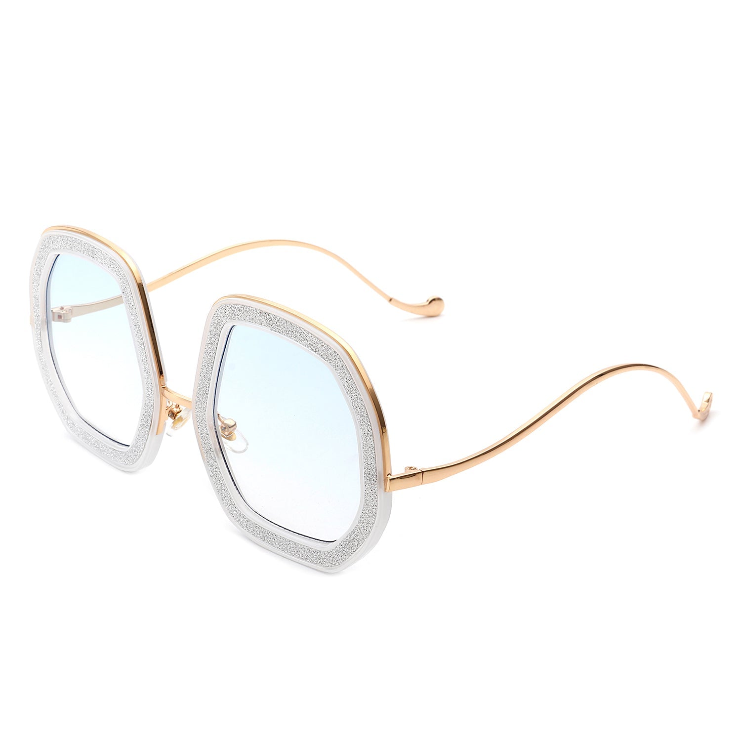 Xanadawn - Women Round Irregular Geometric Glitter Fashion Sunglasses - Charming Charlie