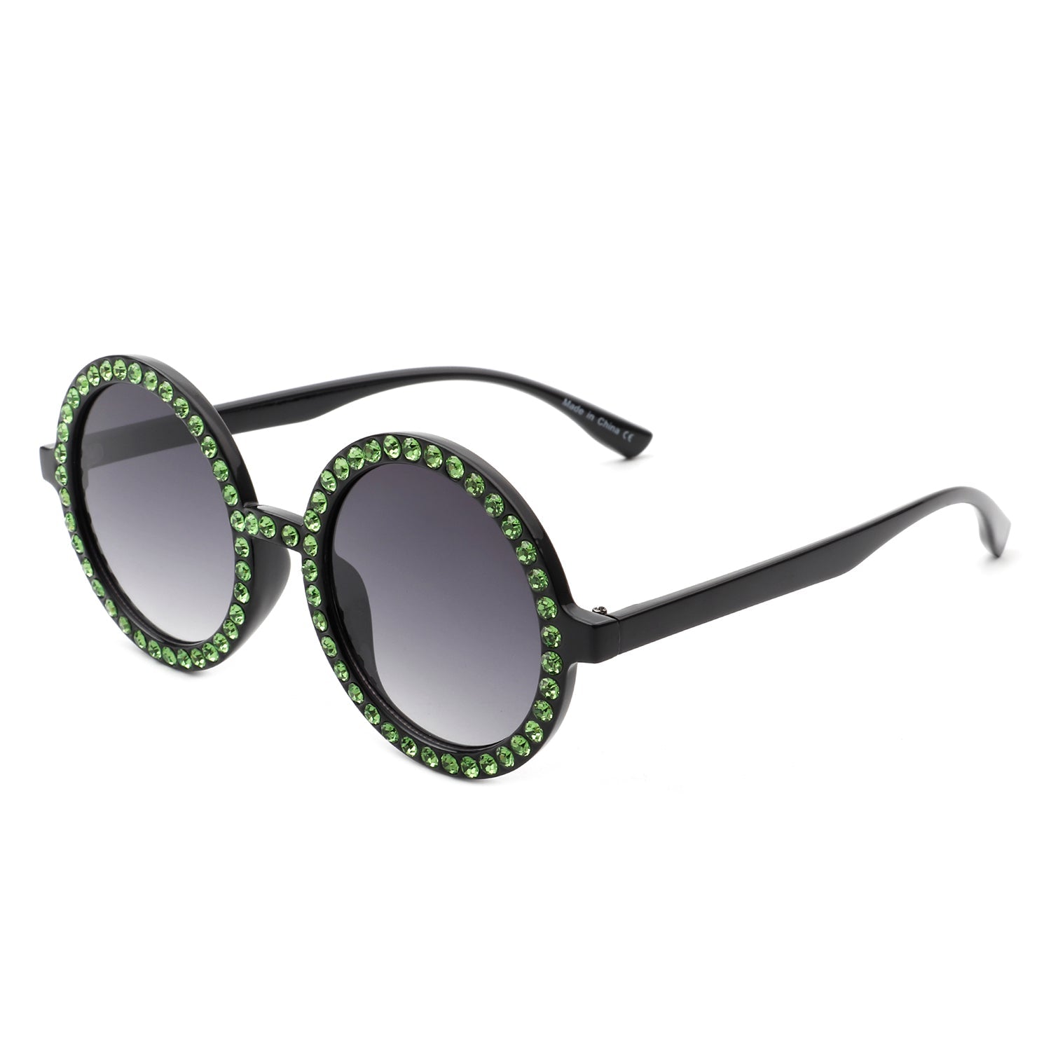 Dreamwey - Round Fashion Rhinestone Circle Oversize Women Sunglasses - Charming Charlie