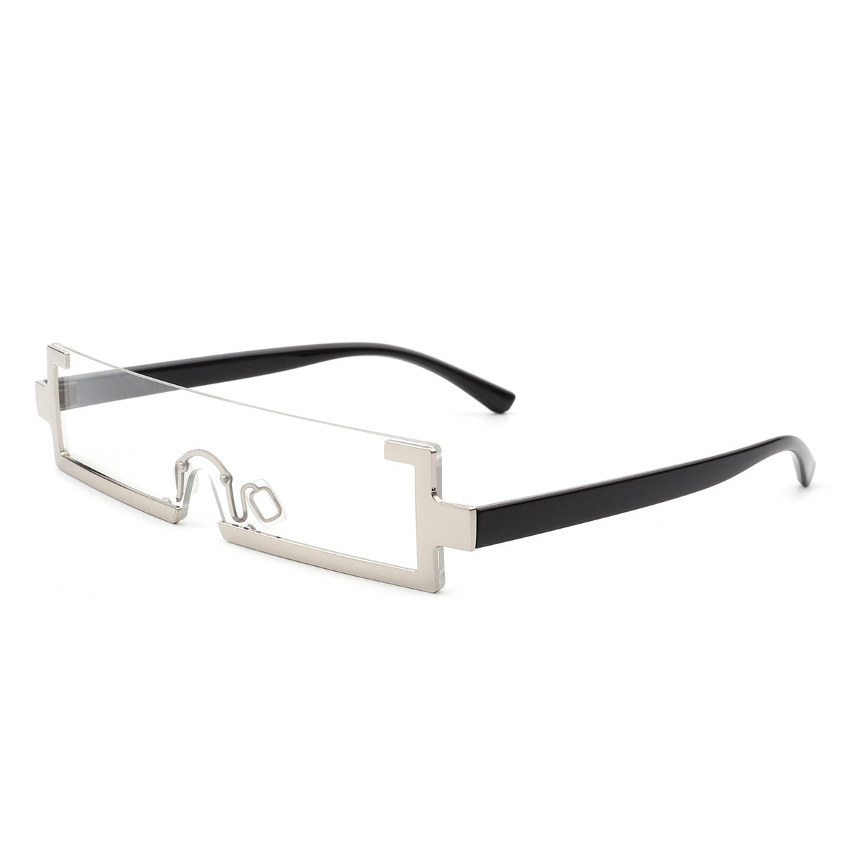 Celestra - Retro Rectangular Narrow Semi Rimless Vintage Slim Fashion Sunglasses - Charming Charlie