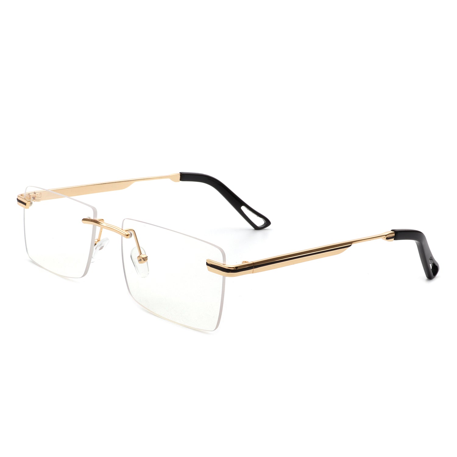 Vibrante - Rectangle Rimless Retro Tinted Fashion Flat top Sunglasses - Charming Charlie