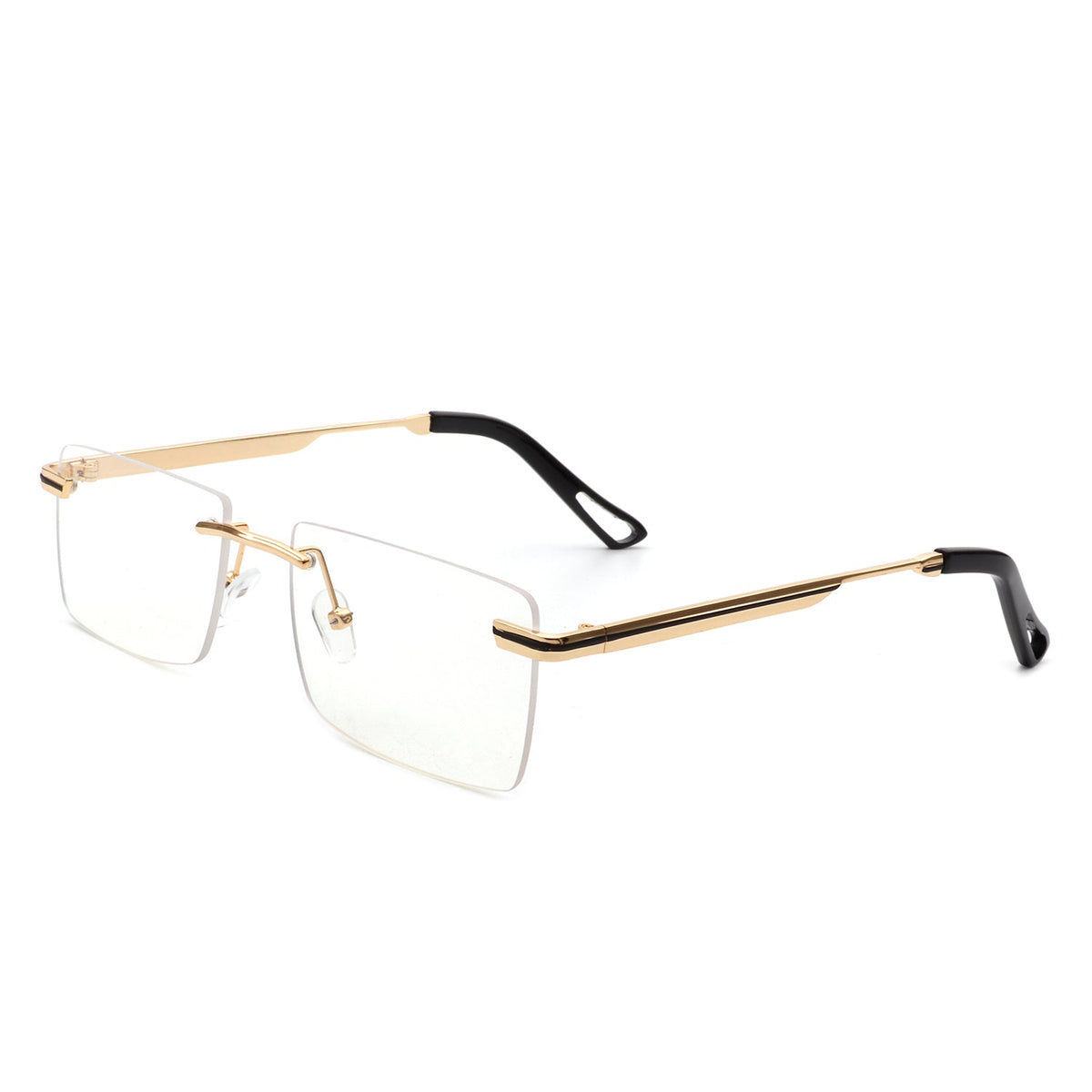 Vibrante - Rectangle Rimless Retro Tinted Fashion Flat top Sunglasses - Charming Charlie