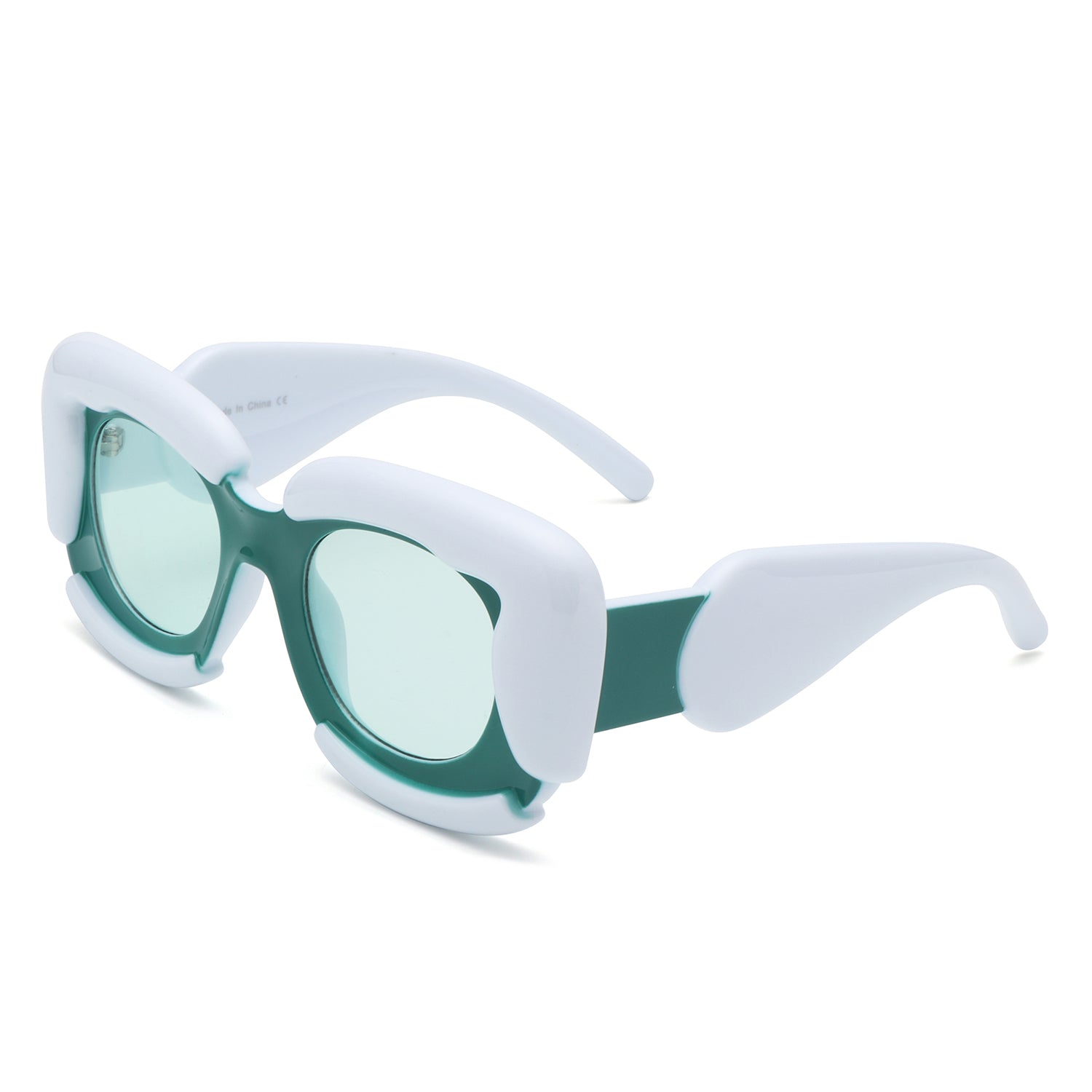 Twirl - Square Geometric Irregular Chunky Fashion Futuristic Sunglasses - Charming Charlie