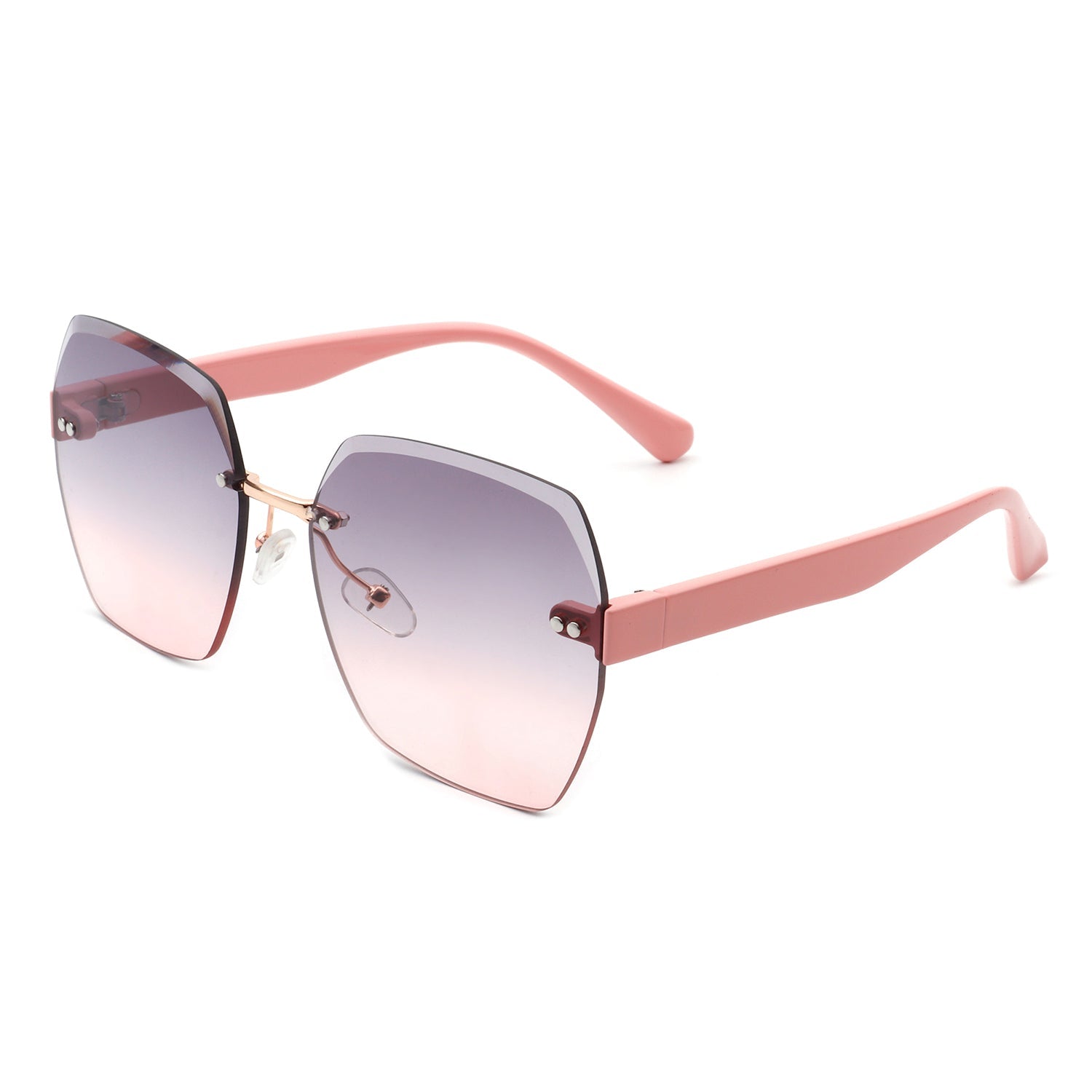 Evernova - Oversize Square Geometric Rimless Tinted Fashion Sunglasses - Charming Charlie