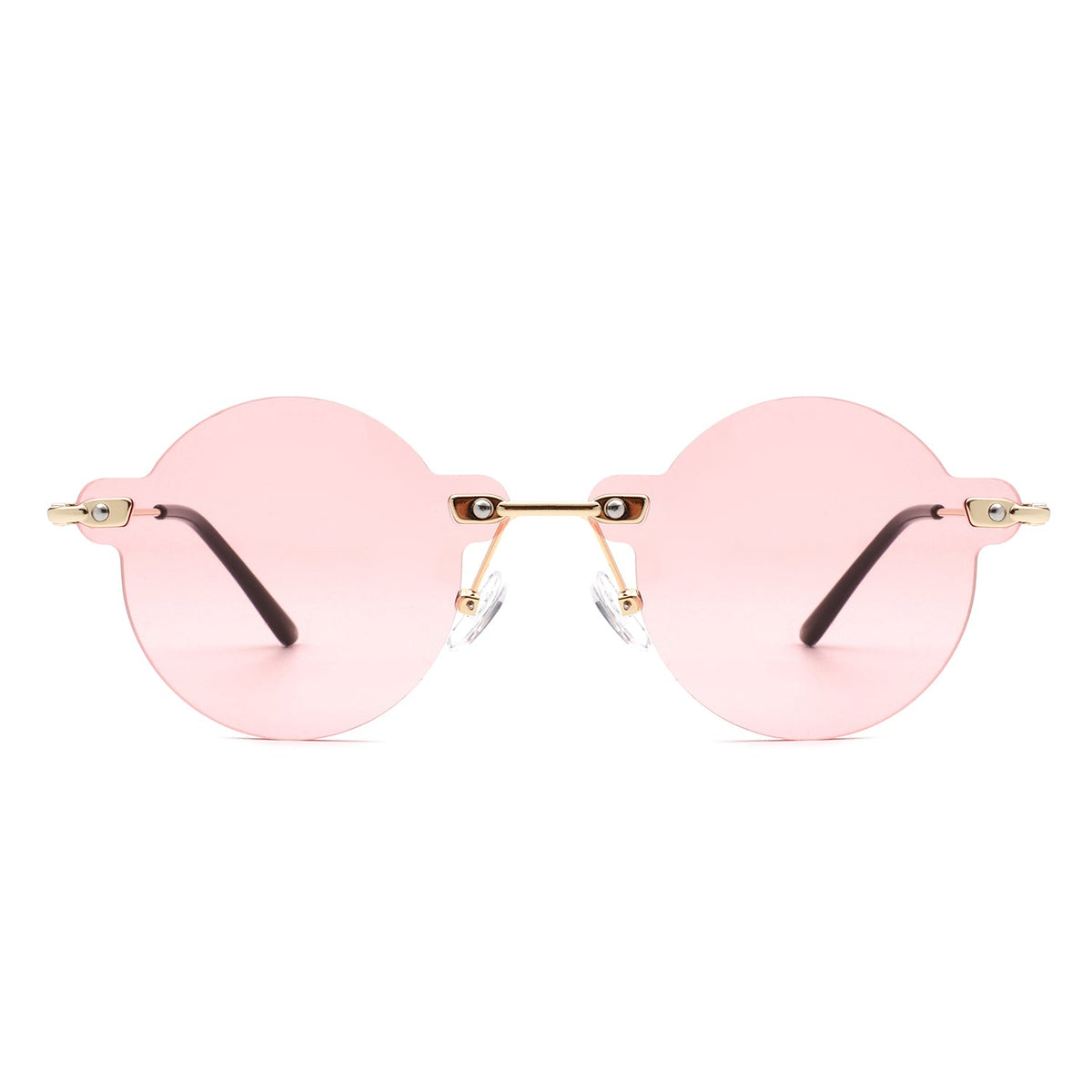 Crescent - Circle Retro Round Rimless Fashion Tinted Vintage Sunglasses - Charming Charlie