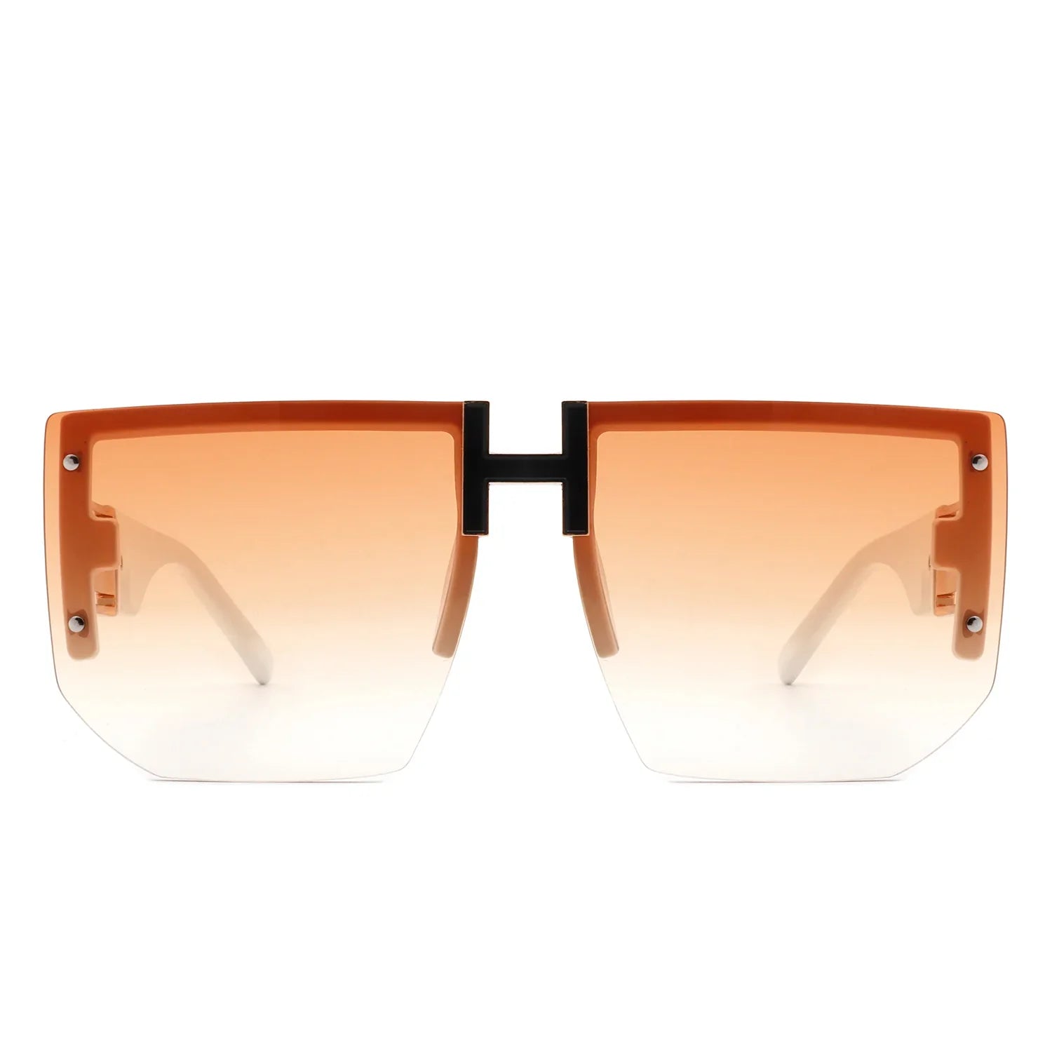 Kaelor - Square Oversized Flat Top Gradient Half Frame Sunglasses - Charming Charlie