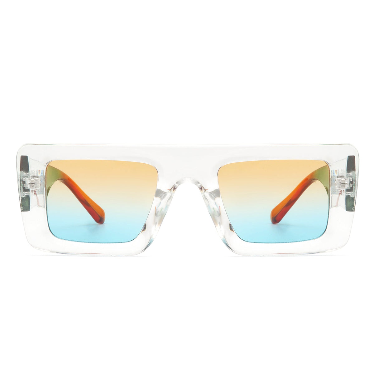 Lumos - Square Retro Two-Tone Thick Frame Flat-Top Sunglasses - Charming Charlie