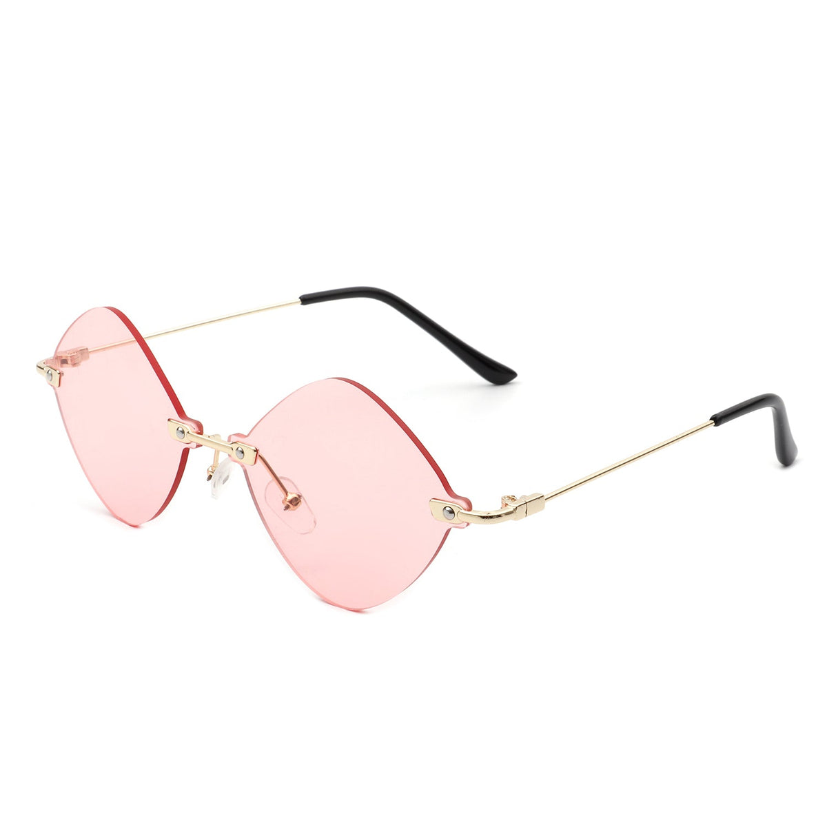 Bluewave - Rimless Retro Round Geometric Frameless Tinted Fashion Sunglasses - Charming Charlie