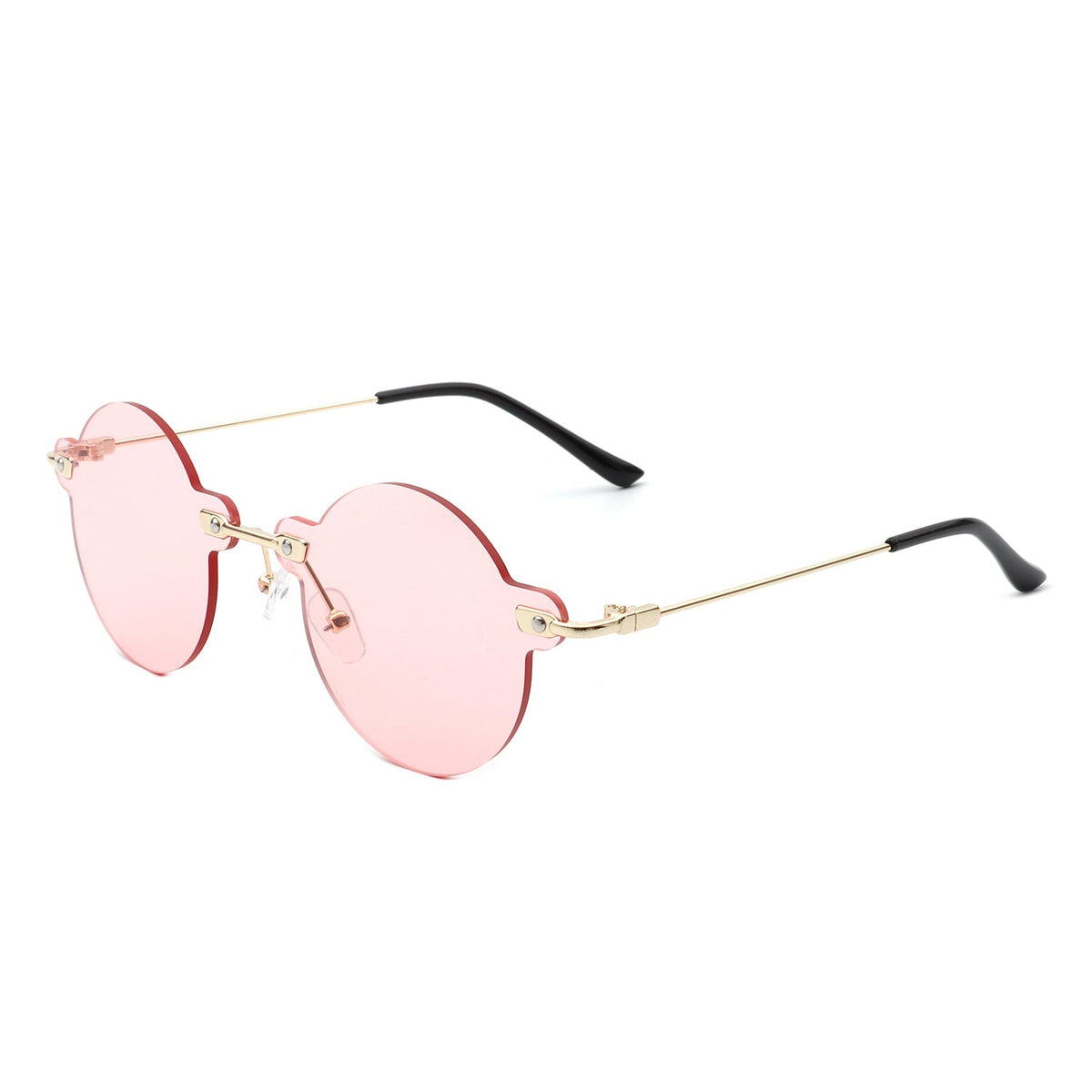 Crescent - Circle Retro Round Rimless Fashion Tinted Vintage Sunglasses - Charming Charlie