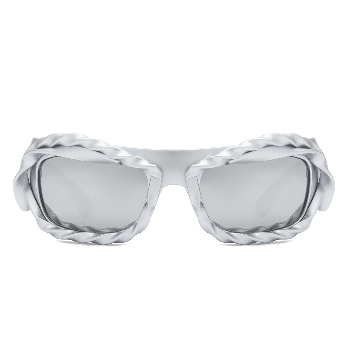 Riff - Rectangle Irregular Twisted Thick Frame Futuristic Sunglasses - Charming Charlie