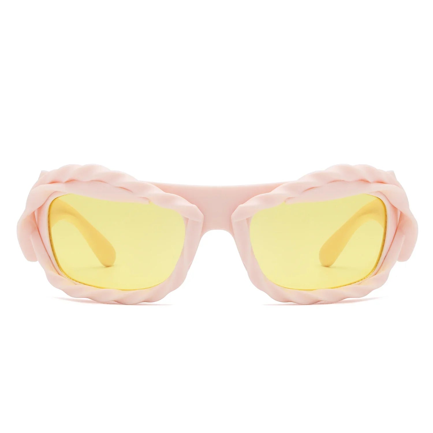 Riff - Rectangle Irregular Twisted Thick Frame Futuristic Sunglasses - Charming Charlie