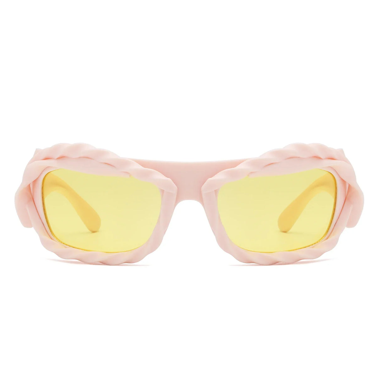 Riff - Rectangle Irregular Twisted Thick Frame Futuristic Sunglasses - Charming Charlie