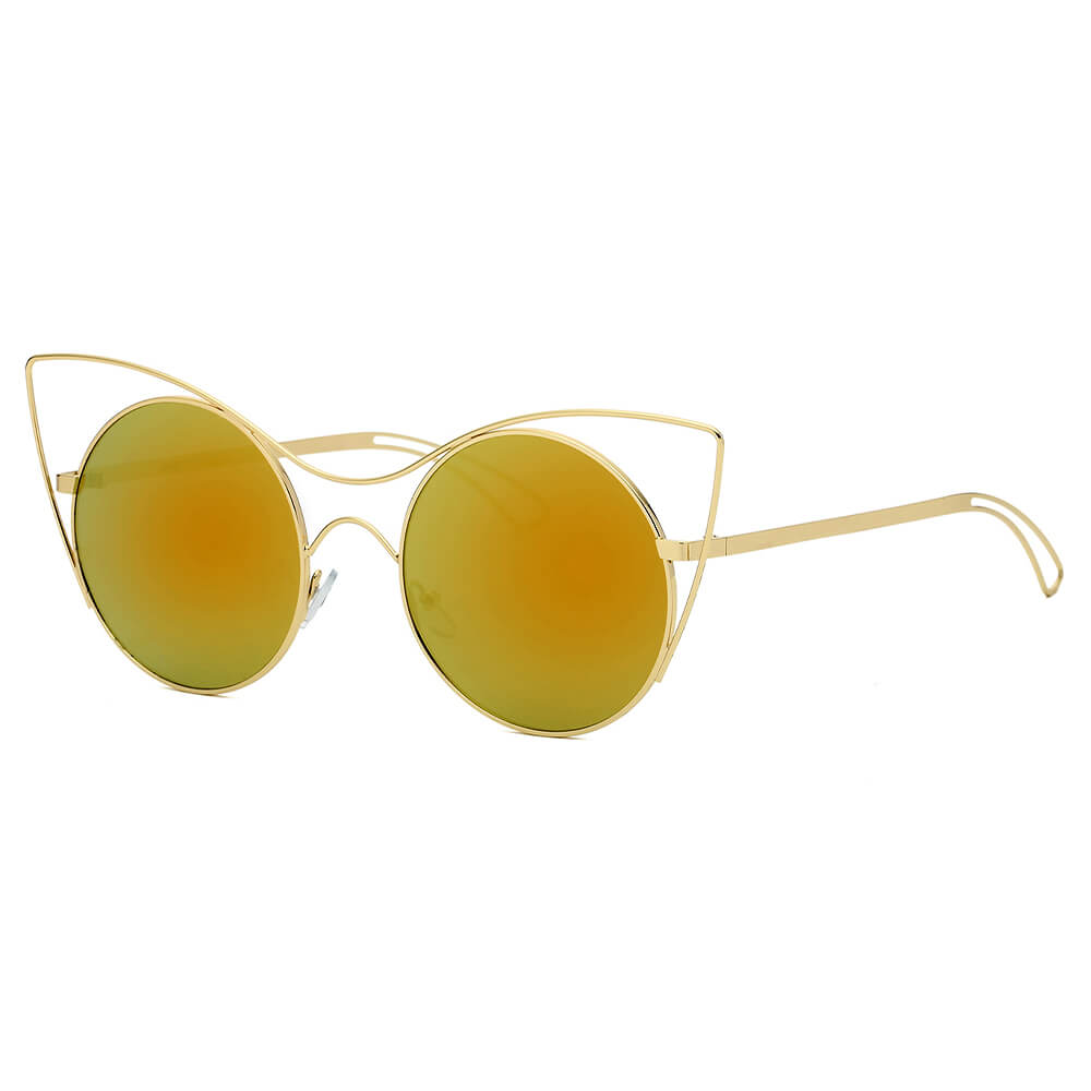 GERING | S2049 - Women Round High Pointed Cat Eye Sunglasses - Cramilo Eyewear - Stylish Trendy Affordable Sunglasses Clear Glasses Eye Wear Fashion