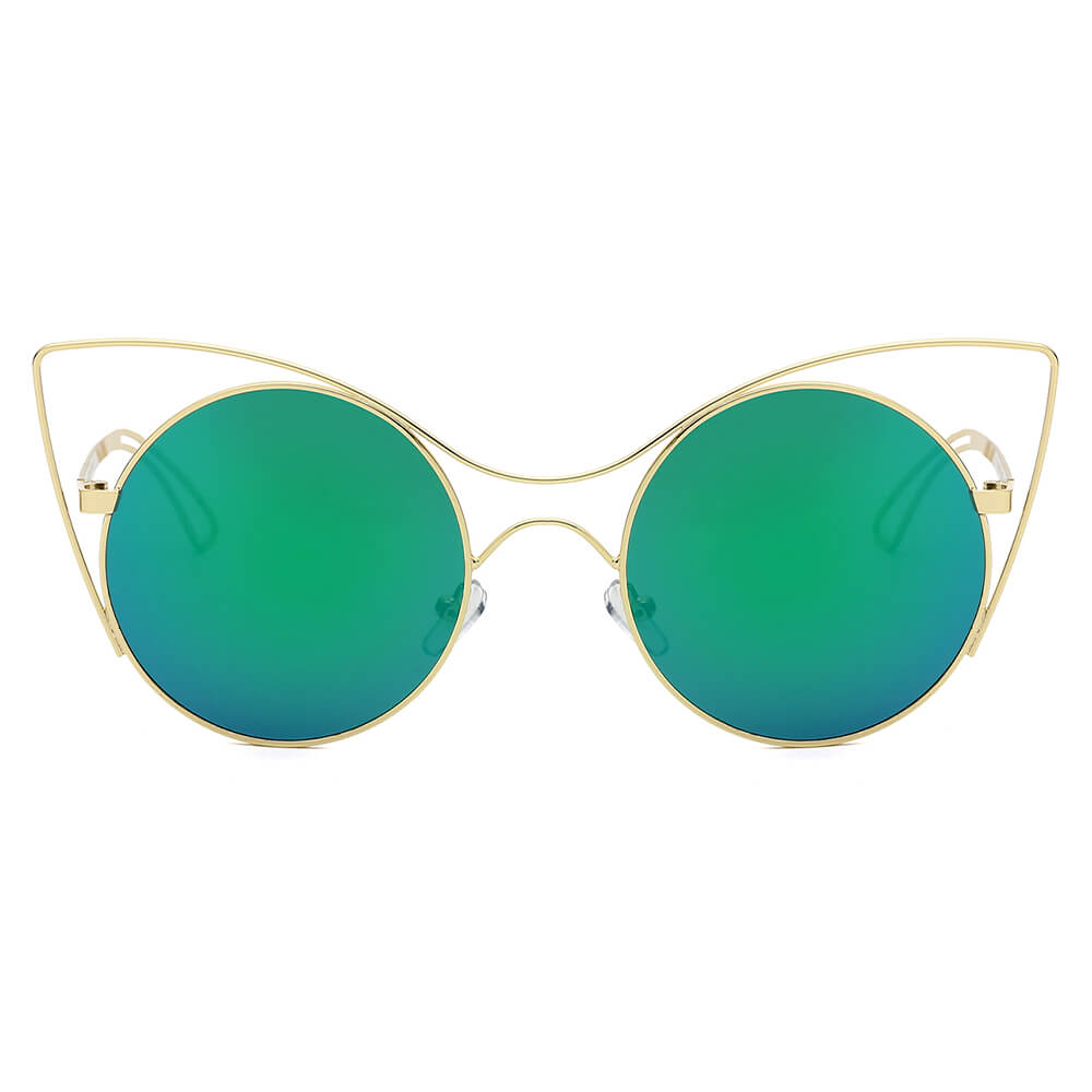 GERING | S2049 - Women Round High Pointed Cat Eye Sunglasses - Cramilo Eyewear - Stylish Trendy Affordable Sunglasses Clear Glasses Eye Wear Fashion