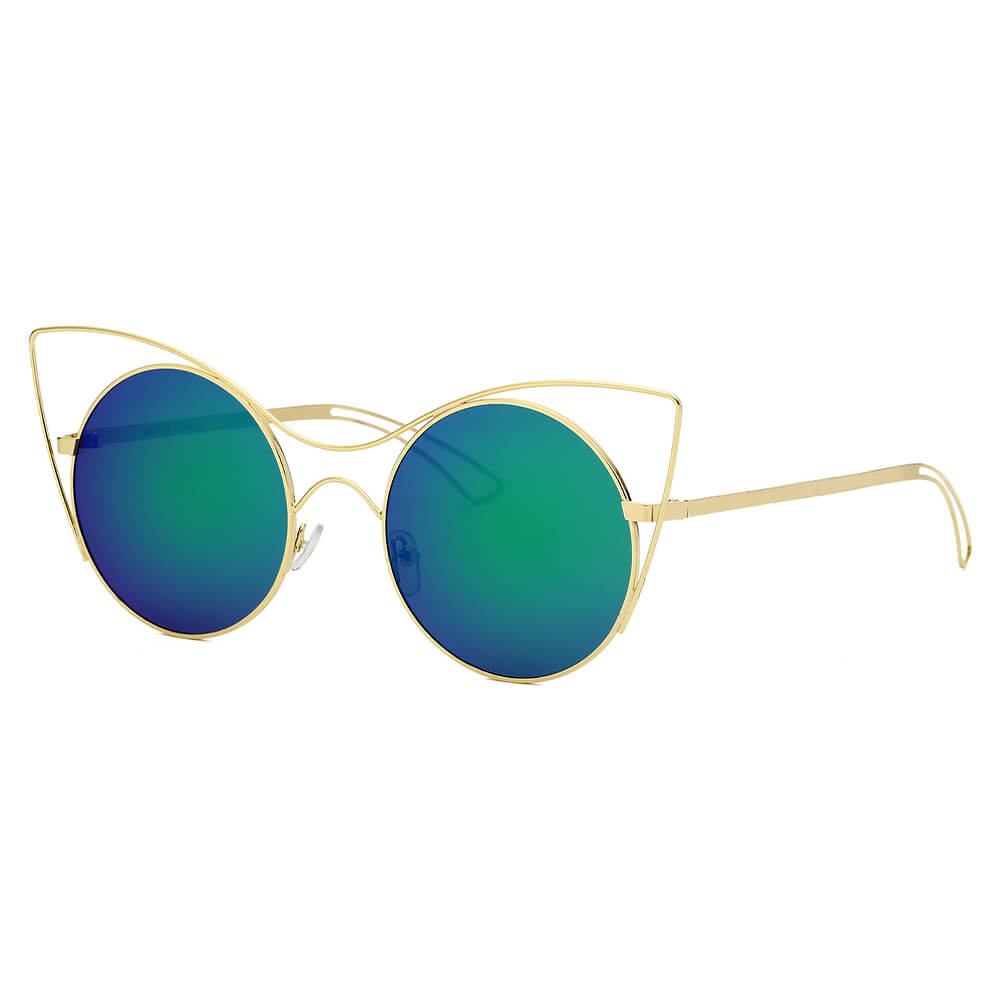 GERING | S2049 - Women Round High Pointed Cat Eye Sunglasses - Cramilo Eyewear - Stylish Trendy Affordable Sunglasses Clear Glasses Eye Wear Fashion