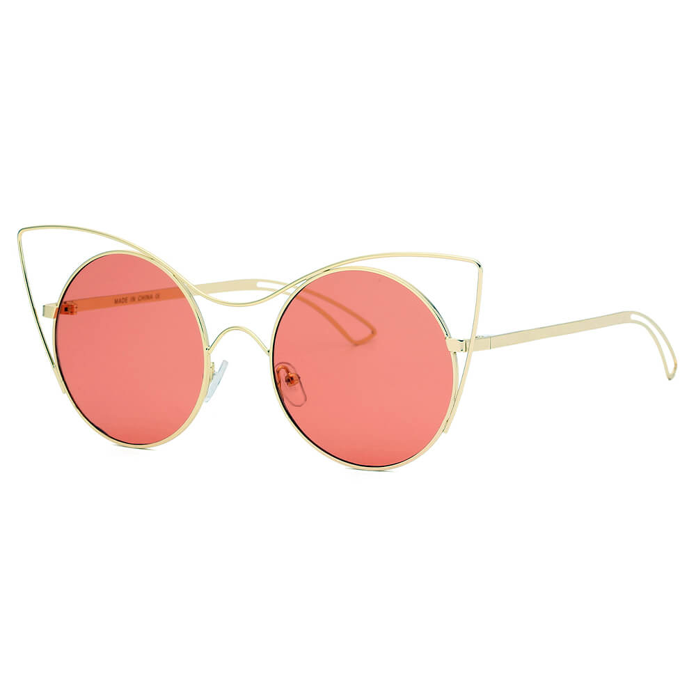 GERING | S2049 - Women Round High Pointed Cat Eye Sunglasses - Cramilo Eyewear - Stylish Trendy Affordable Sunglasses Clear Glasses Eye Wear Fashion