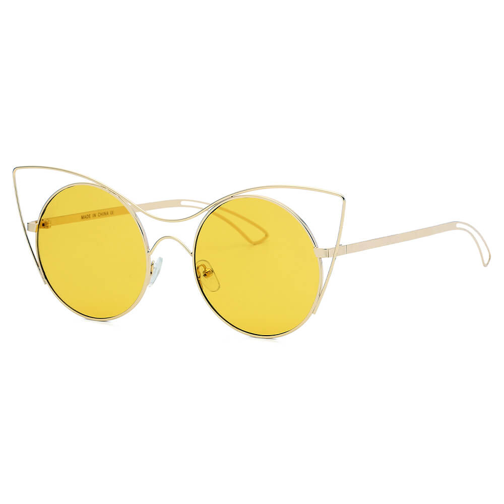 GERING | S2049 - Women Round High Pointed Cat Eye Sunglasses - Cramilo Eyewear - Stylish Trendy Affordable Sunglasses Clear Glasses Eye Wear Fashion