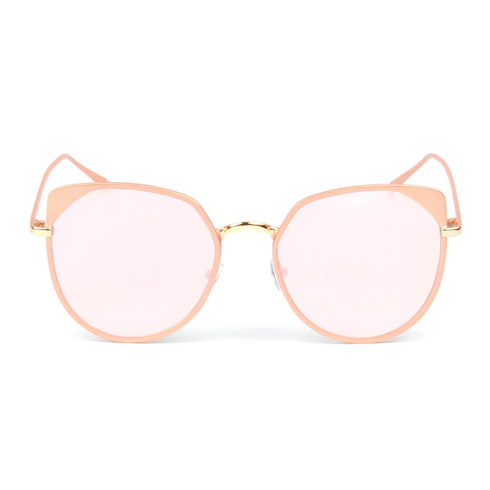 HERSHEY | A17 - Women's Flat Lens Metal Frame Cat Eye Sunglasses - Cramilo Eyewear - Stylish Trendy Affordable Sunglasses Clear Glasses Eye Wear Fashion