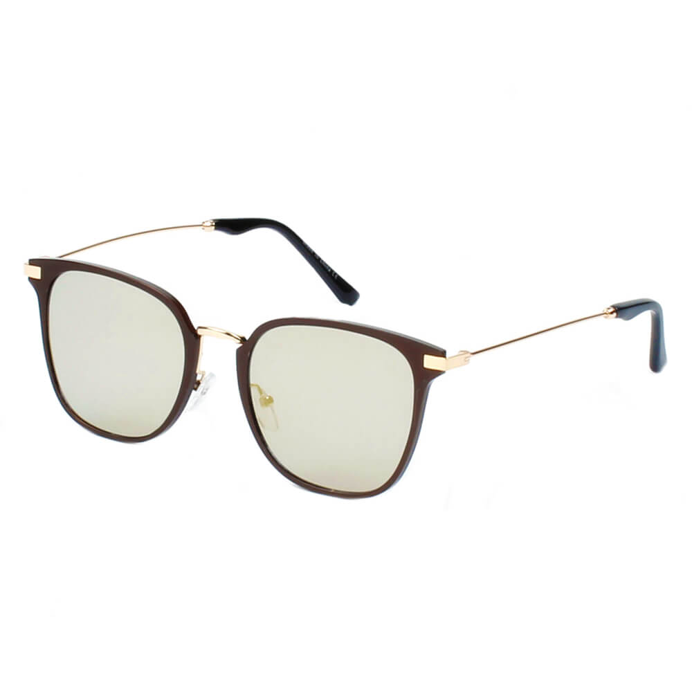CAMBRIDGE | A22 - Pillowed Rectangle Flat Lens Horned Rim Sunglasses - Cramilo Eyewear - Stylish Trendy Affordable Sunglasses Clear Glasses Eye Wear Fashion