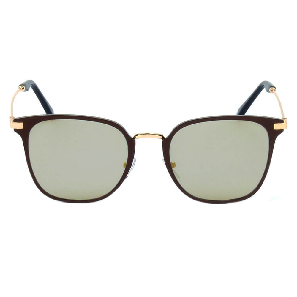 CAMBRIDGE | A22 - Pillowed Rectangle Flat Lens Horned Rim Sunglasses - Cramilo Eyewear - Stylish Trendy Affordable Sunglasses Clear Glasses Eye Wear Fashion